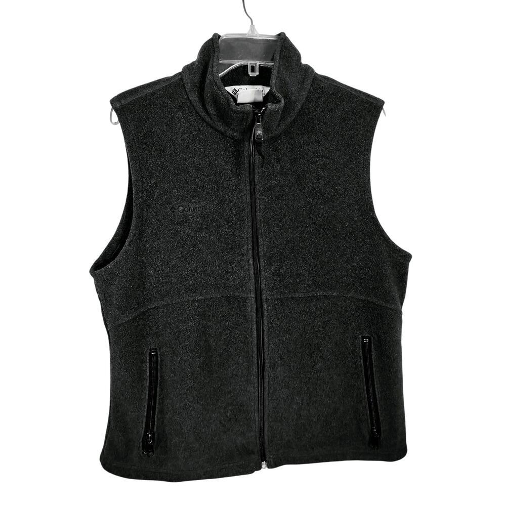 3399) Columbia Women's Charcoal Grey Zip Up Fleece Vest Size XL
